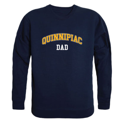 QU Quinnipiac University Bobcats Dad Fleece Crewneck Pullover Sweatshirt Heather Grey-Campus-Wardrobe