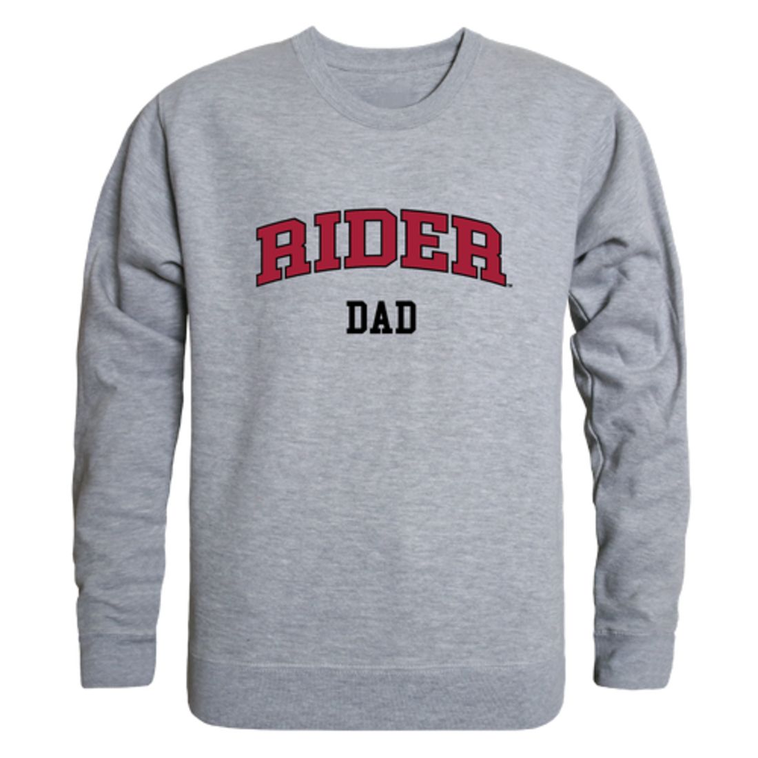 Rider University Broncs Dad Fleece Crewneck Pullover Sweatshirt Heather Charcoal-Campus-Wardrobe