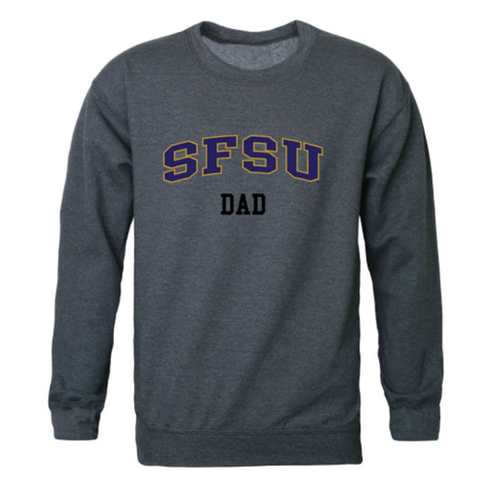SFSU San Francisco State University Gators Dad Fleece Crewneck Pullover Sweatshirt Heather Charcoal-Campus-Wardrobe