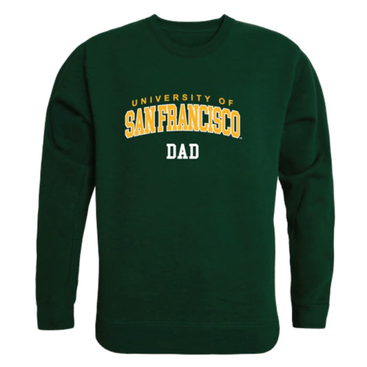 USFCA University of San Francisco Dons Dad Fleece Crewneck Pullover Sweatshirt Forest-Campus-Wardrobe