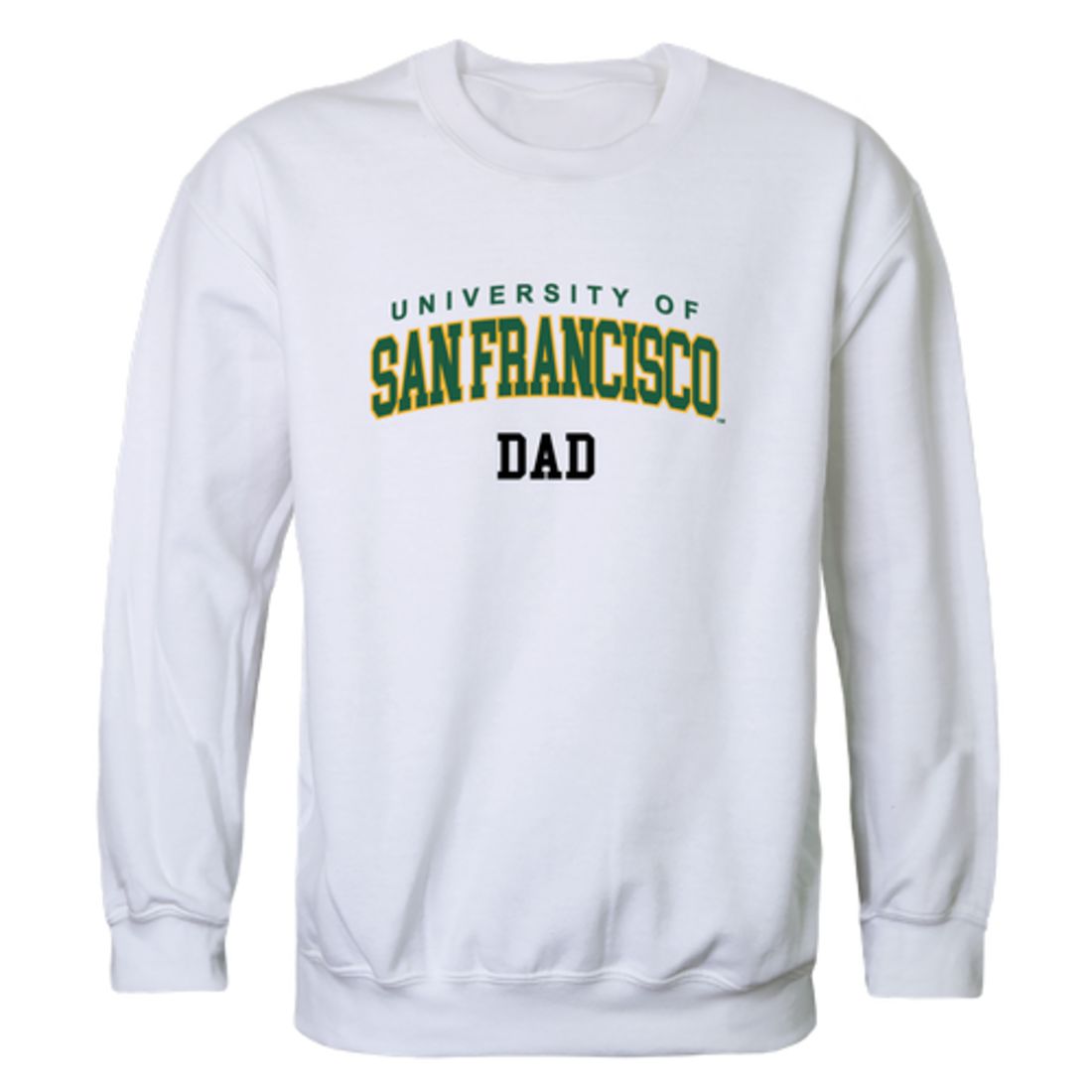 USFCA University of San Francisco Dons Dad Fleece Crewneck Pullover Sweatshirt Forest-Campus-Wardrobe