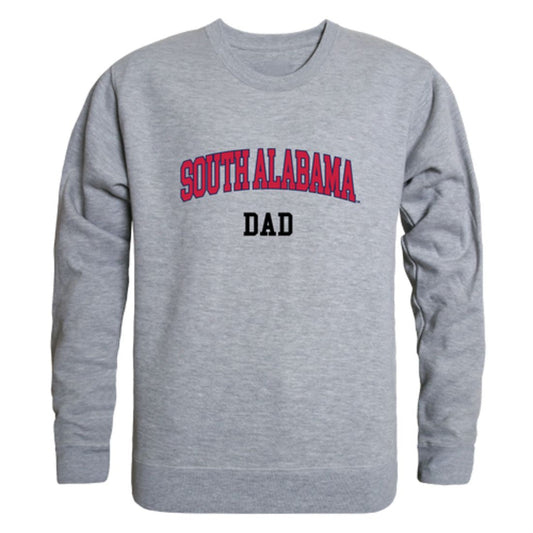 University of South Alabama Jaguars Dad Fleece Crewneck Pullover Sweatshirt Heather Grey-Campus-Wardrobe