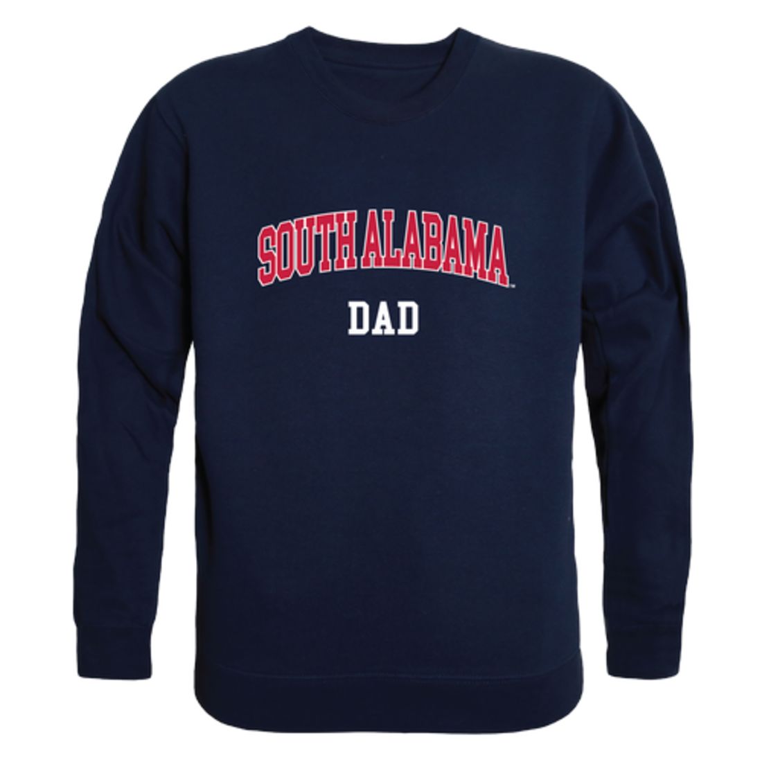 University of South Alabama Jaguars Dad Fleece Crewneck Pullover Sweatshirt Heather Grey-Campus-Wardrobe