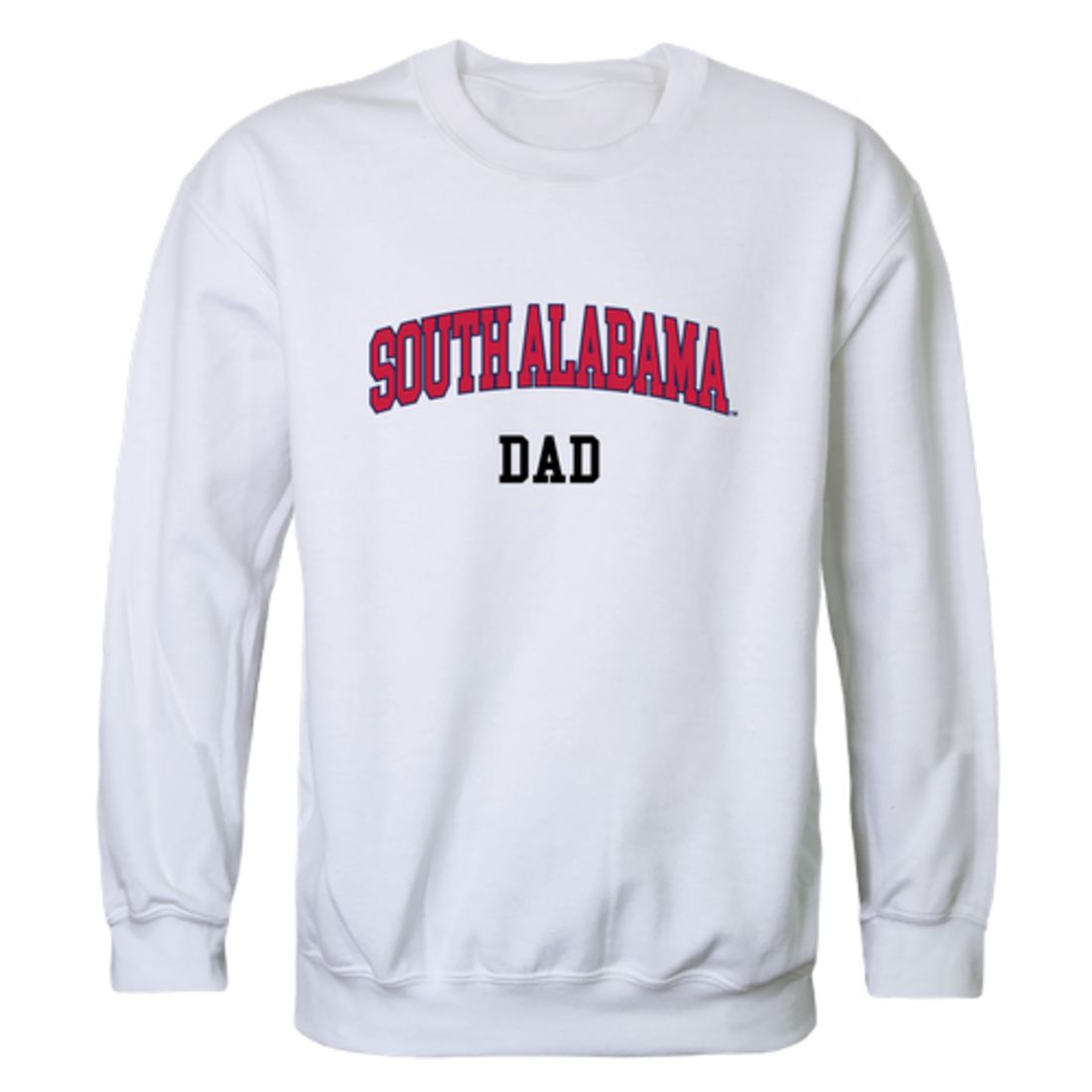 University of South Alabama Jaguars Dad Fleece Crewneck Pullover Sweatshirt Heather Grey-Campus-Wardrobe