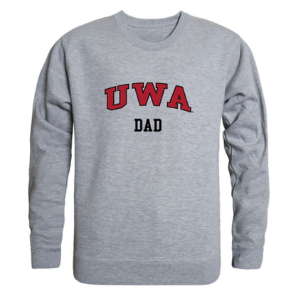 UWA University of West Alabama Tigers Dad Fleece Crewneck Pullover Sweatshirt Heather Charcoal-Campus-Wardrobe