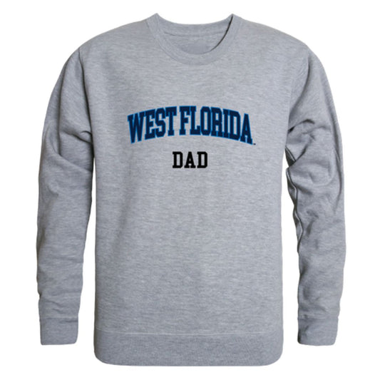 UWF University of West Florida Argonauts Dad Fleece Crewneck Pullover Sweatshirt Heather Grey-Campus-Wardrobe
