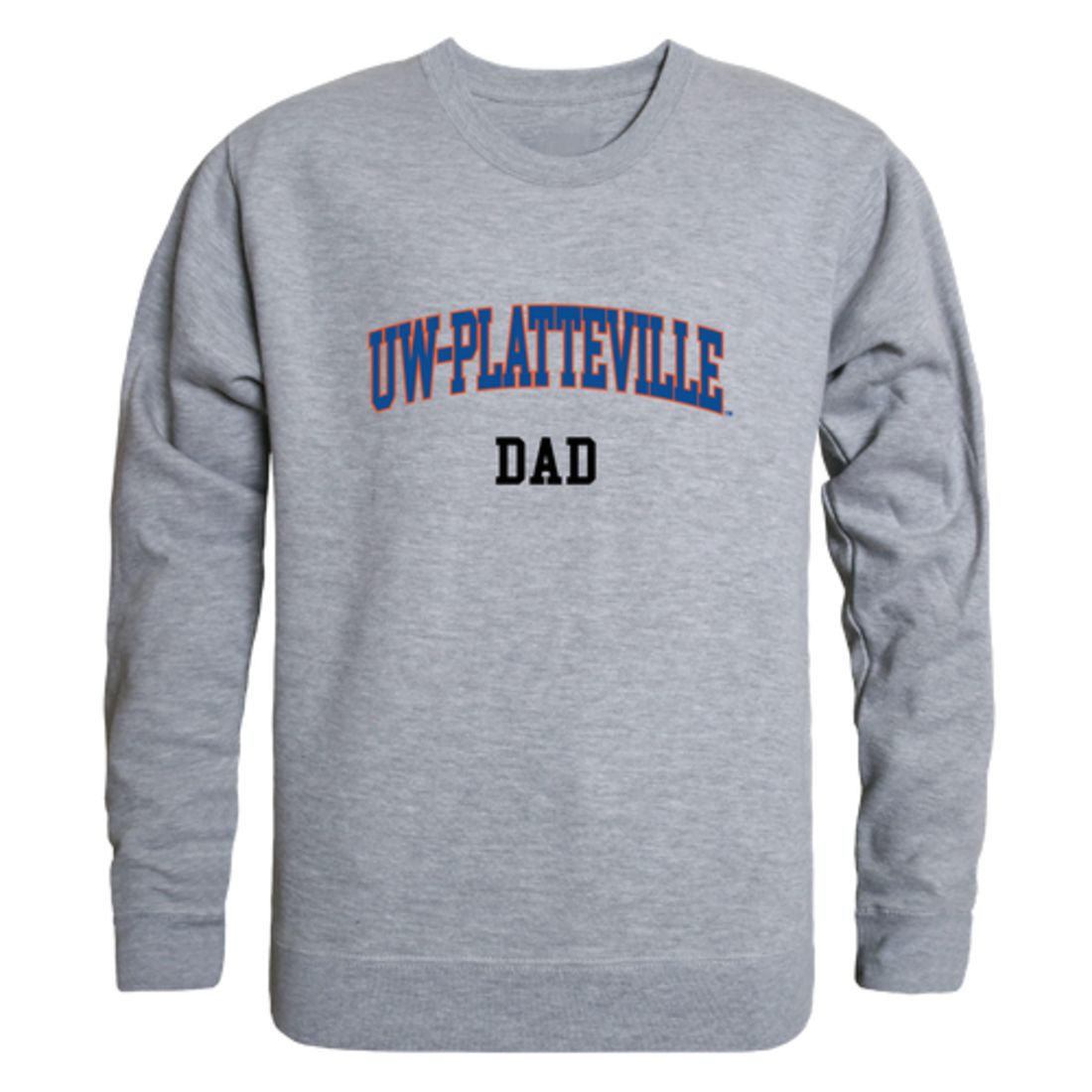 UW University of Wisconsin Platteville Pioneers Dad Fleece Crewneck Pullover Sweatshirt Heather Grey-Campus-Wardrobe