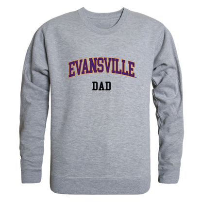 University of Evansville Purple Aces Dad Fleece Crewneck Pullover Sweatshirt Heather Charcoal-Campus-Wardrobe