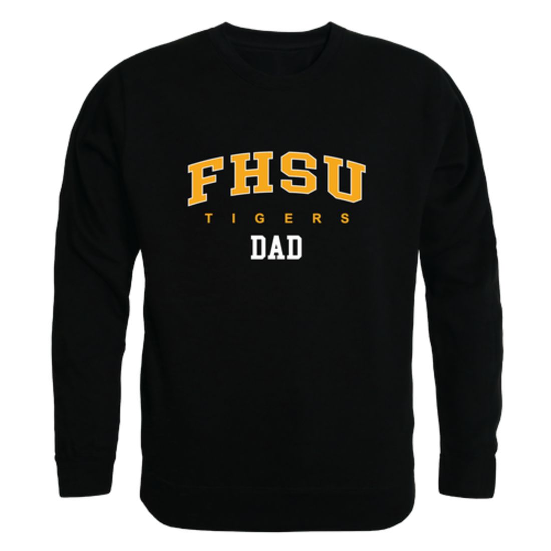 FHSU Fort Hays State University Tigers Dad Fleece Crewneck Pullover Sweatshirt Black-Campus-Wardrobe