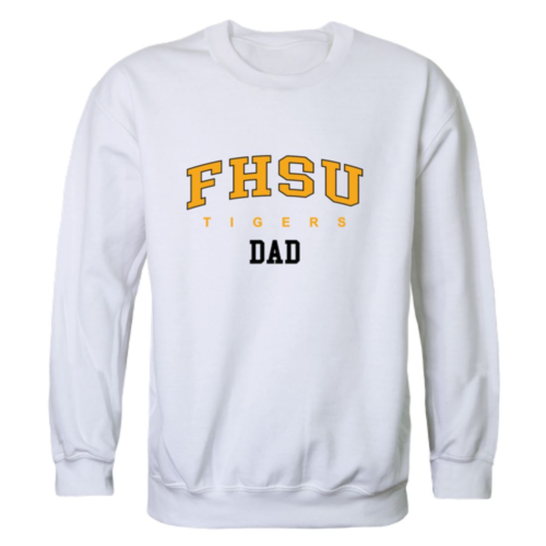 FHSU Fort Hays State University Tigers Dad Fleece Crewneck Pullover Sweatshirt Black-Campus-Wardrobe