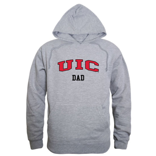 UIC University of Illinois at Chicago Flames Dad Fleece Hoodie Sweatshirts Heather Grey-Campus-Wardrobe
