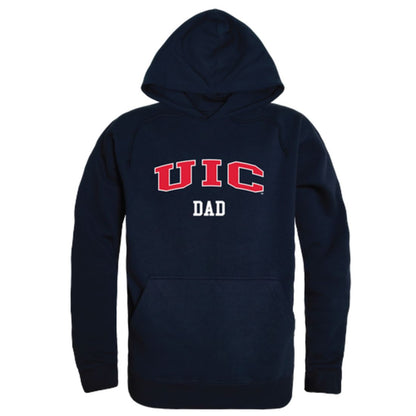 UIC University of Illinois at Chicago Flames Dad Fleece Hoodie Sweatshirts Heather Grey-Campus-Wardrobe