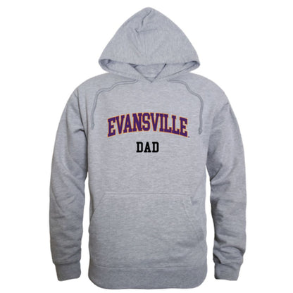 University of Evansville Purple Aces Dad Fleece Hoodie Sweatshirts Heather Charcoal-Campus-Wardrobe