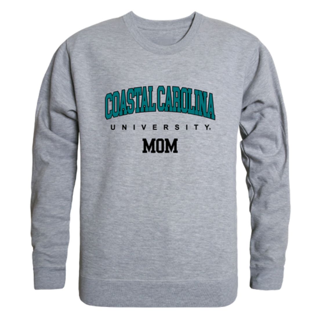 CCU Coastal Carolina University Chanticleers Mom Fleece Crewneck Pullover Sweatshirt Heather Charcoal Small-Campus-Wardrobe