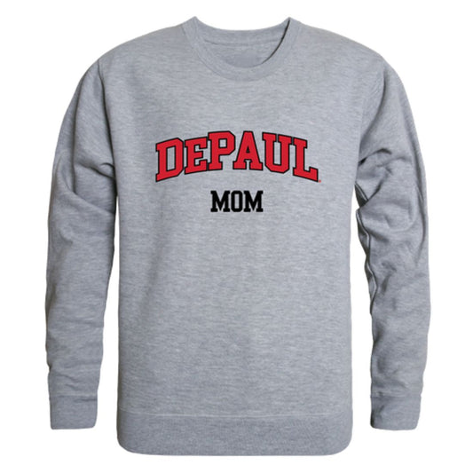 DePaul University Blue Demons Mom Fleece Crewneck Pullover Sweatshirt Heather Grey Small-Campus-Wardrobe
