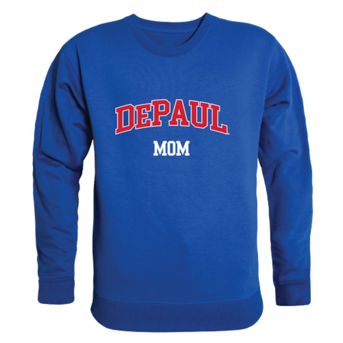 DePaul University Blue Demons Mom Fleece Crewneck Pullover Sweatshirt Heather Grey Small-Campus-Wardrobe