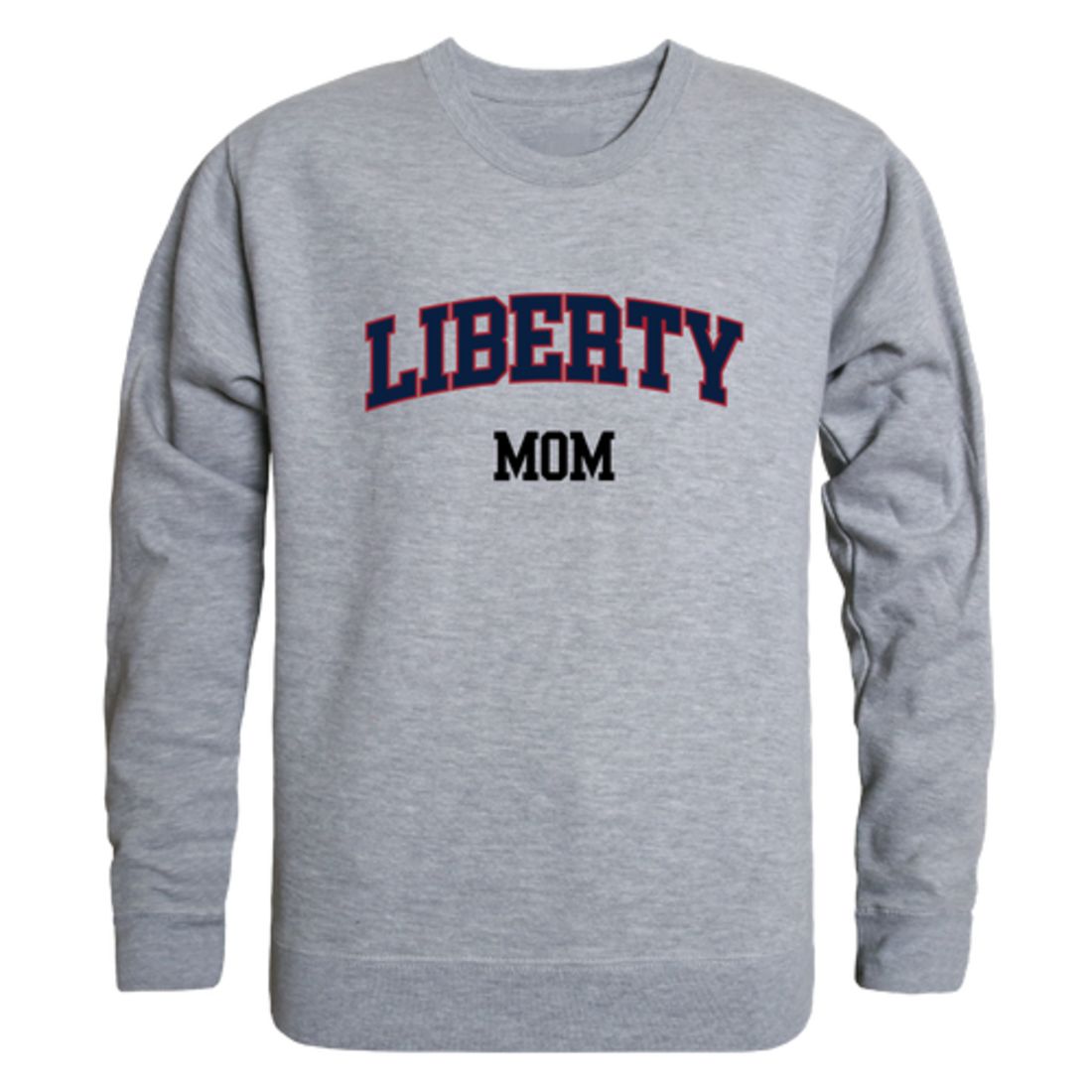 Liberty University Flames Mom Fleece Crewneck Pullover Sweatshirt Heather Grey Small-Campus-Wardrobe