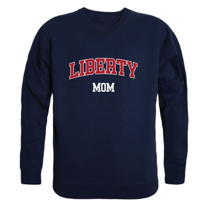 Liberty University Flames Mom Fleece Crewneck Pullover Sweatshirt Heather Grey Small-Campus-Wardrobe