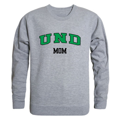 UND University of North Dakota Fighting Hawks Mom Fleece Crewneck Pullover Sweatshirt Heather Charcoal Small-Campus-Wardrobe