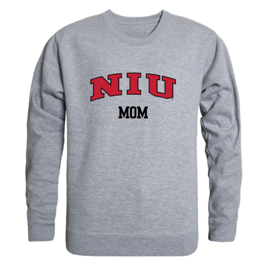 NIU Northern Illinois University Huskies Mom Fleece Crewneck Pullover Sweatshirt Heather Grey Small-Campus-Wardrobe