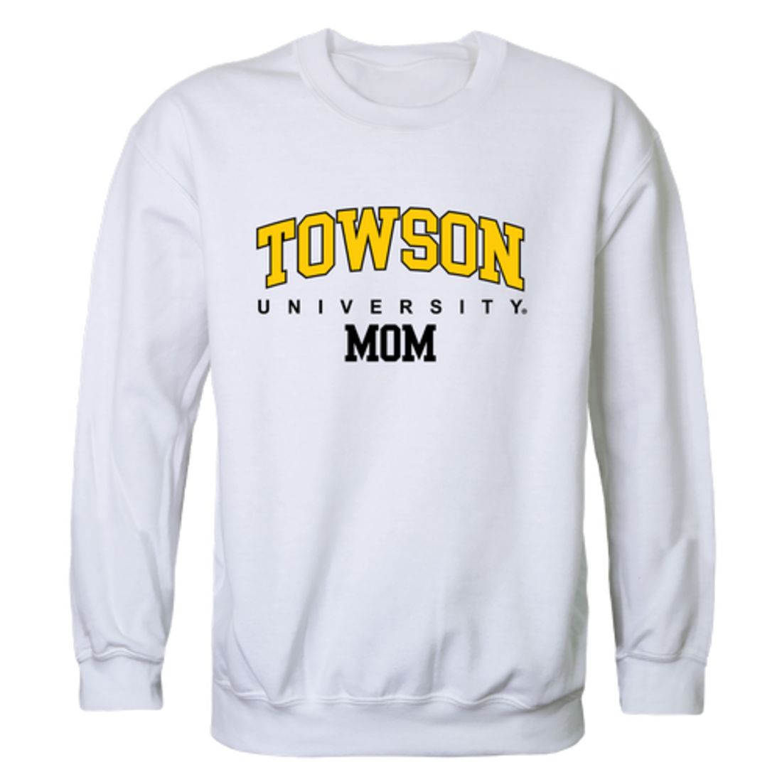 TU Towson University Tigers Mom Fleece Crewneck Pullover Sweatshirt Black Small-Campus-Wardrobe