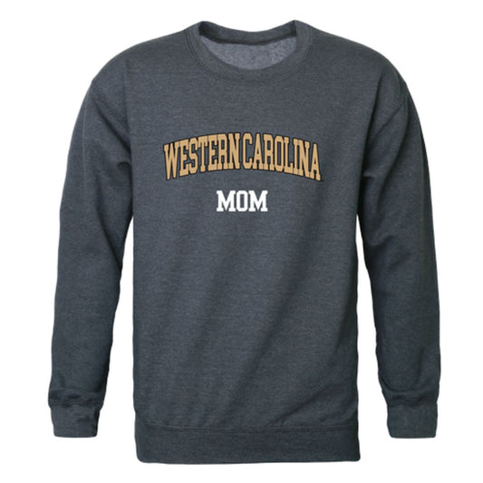 WCU Western Carolina University Catamounts Mom Fleece Crewneck Pullover Sweatshirt Heather Charcoal Small-Campus-Wardrobe