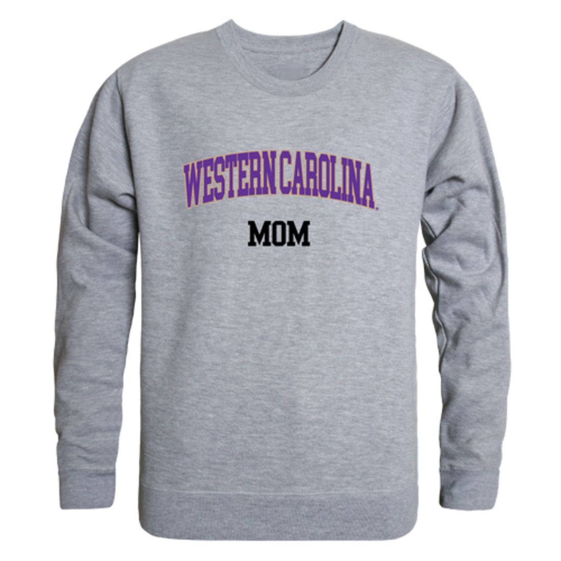 WCU Western Carolina University Catamounts Mom Fleece Crewneck Pullover Sweatshirt Heather Charcoal Small-Campus-Wardrobe