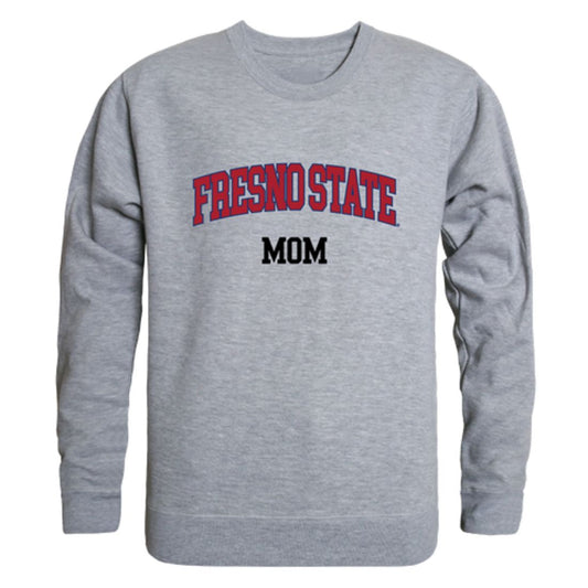 Fresno State University Bulldogs Mom Fleece Crewneck Pullover Sweatshirt Heather Grey Small-Campus-Wardrobe