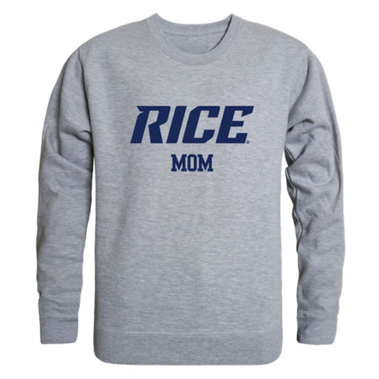 Rice University Owls Mom Fleece Crewneck Pullover Sweatshirt Heather Grey Small-Campus-Wardrobe