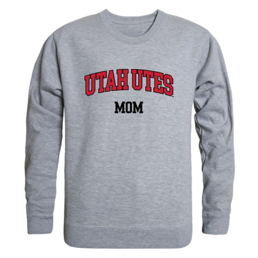 University of Utah Utes Mom Fleece Crewneck Pullover Sweatshirt Heather Grey Small-Campus-Wardrobe