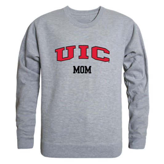 UIC University of Illinois at Chicago Flames Mom Fleece Crewneck Pullover Sweatshirt Heather Grey Small-Campus-Wardrobe