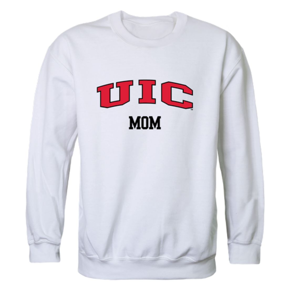 UIC University of Illinois at Chicago Flames Mom Fleece Crewneck Pullover Sweatshirt Heather Grey Small-Campus-Wardrobe