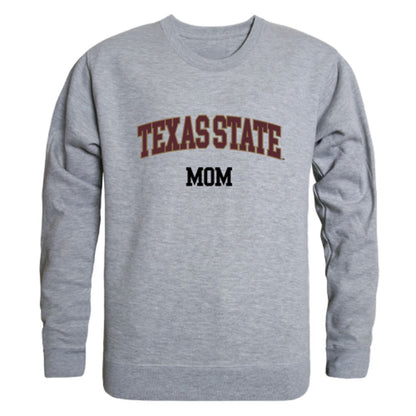 Texas State University Bobcats Mom Fleece Crewneck Pullover Sweatshirt Heather Grey Small-Campus-Wardrobe