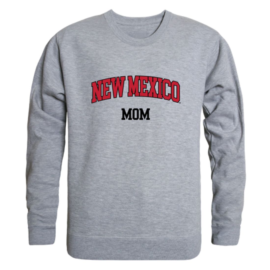 UNM University of New Mexico Lobos Mom Fleece Crewneck Pullover Sweatshirt Heather Grey Small-Campus-Wardrobe