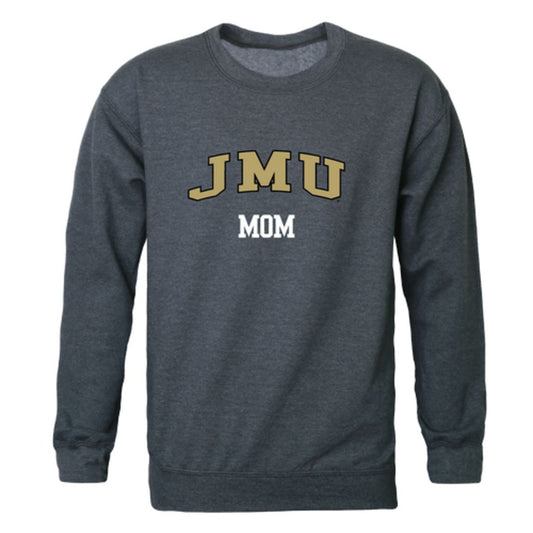 JMU James Madison University Dukes Mom Fleece Crewneck Pullover Sweatshirt Heather Charcoal Small-Campus-Wardrobe