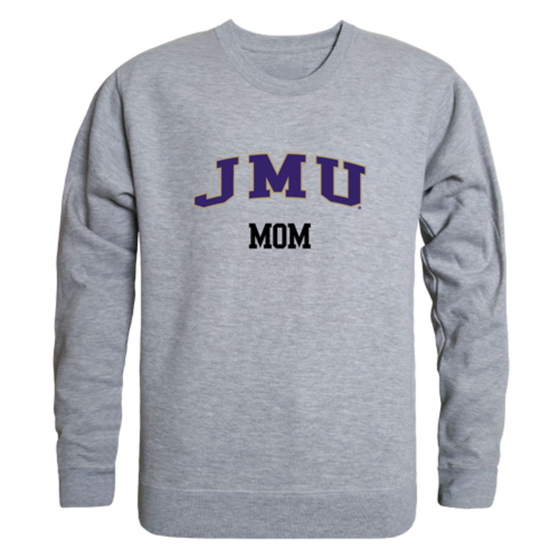 JMU James Madison University Dukes Mom Fleece Crewneck Pullover Sweatshirt Heather Charcoal Small-Campus-Wardrobe