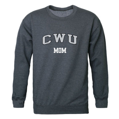 CWU Central Washington University Wildcats Mom Fleece Crewneck Pullover Sweatshirt Heather Charcoal Small-Campus-Wardrobe