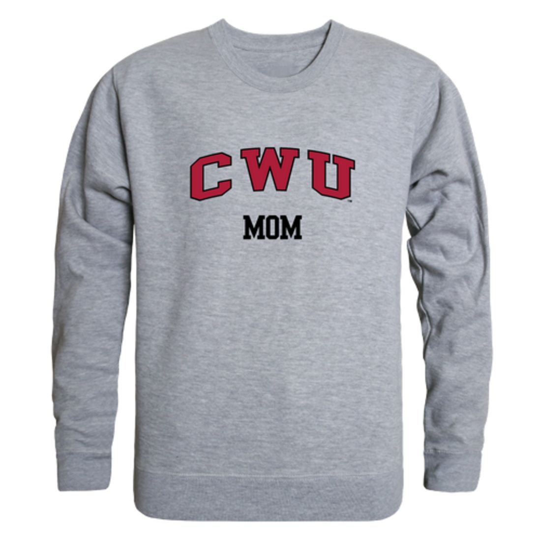 CWU Central Washington University Wildcats Mom Fleece Crewneck Pullover Sweatshirt Heather Charcoal Small-Campus-Wardrobe