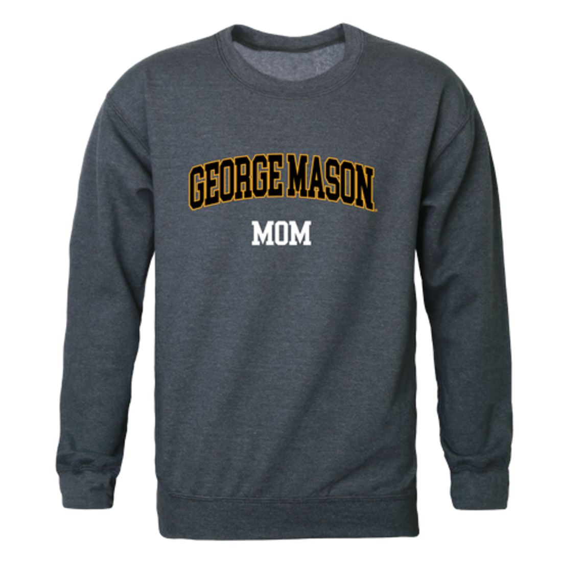 GMU George Mason University Patriots Mom Fleece Crewneck Pullover Sweatshirt Heather Charcoal Small-Campus-Wardrobe