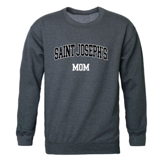 Saint Joseph's University Hawks Mom Fleece Crewneck Pullover Sweatshirt Heather Charcoal Small-Campus-Wardrobe