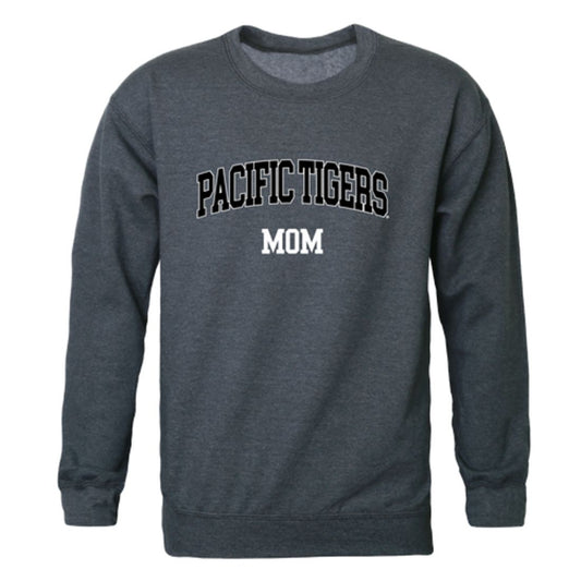 University of the Pacific Tigers Mom Fleece Crewneck Pullover Sweatshirt Heather Charcoal Small-Campus-Wardrobe