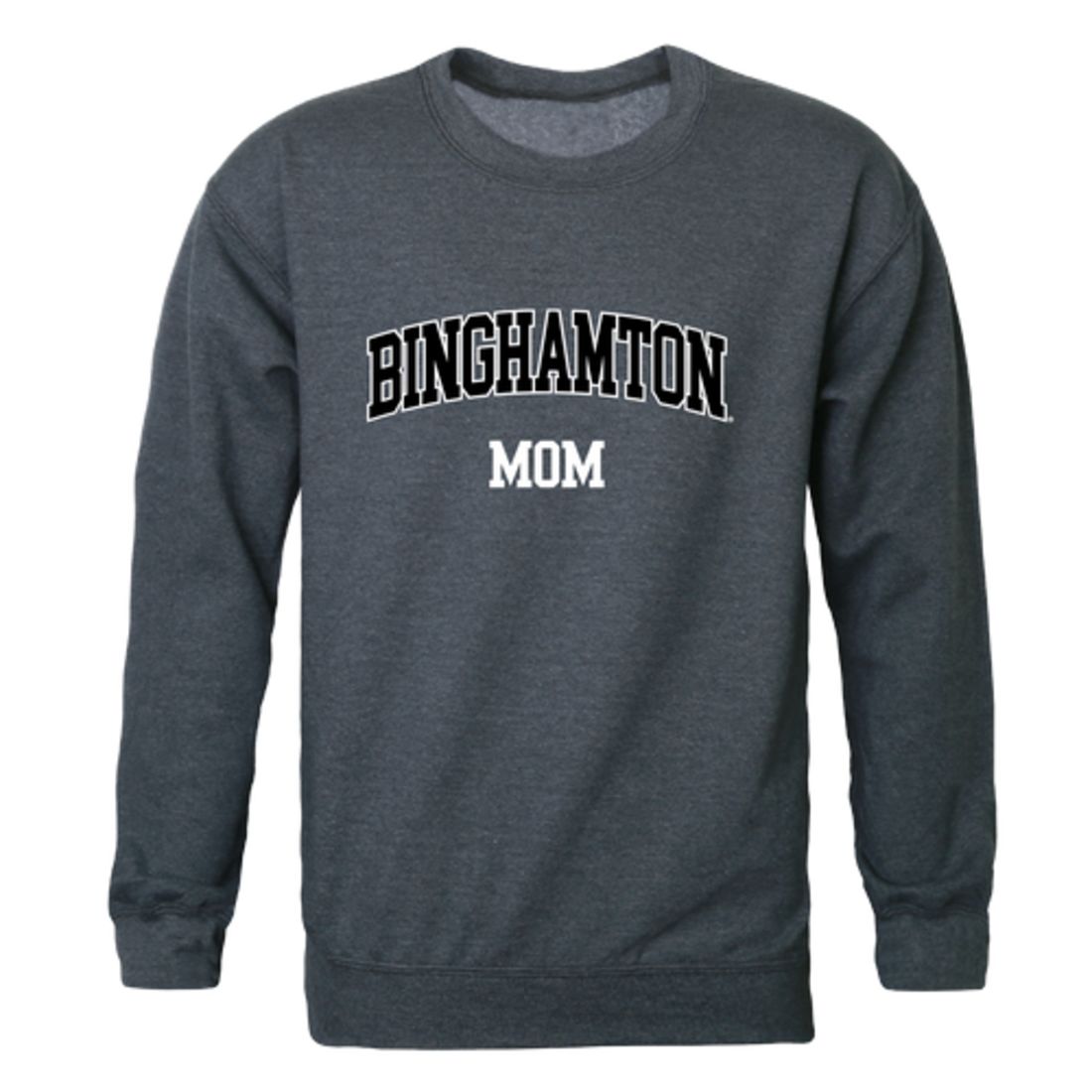 SUNY Binghamton University Bearcats Mom Fleece Crewneck Pullover Sweatshirt Heather Charcoal Small-Campus-Wardrobe