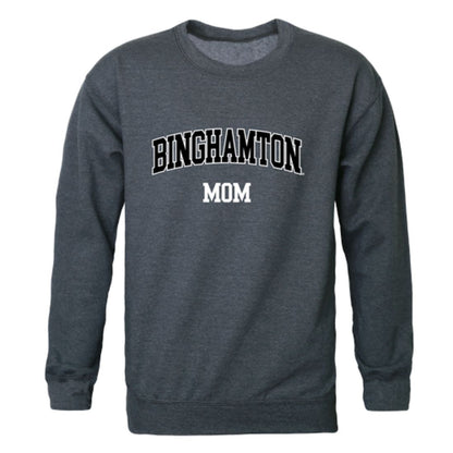 SUNY Binghamton University Bearcats Mom Fleece Crewneck Pullover Sweatshirt Heather Charcoal Small-Campus-Wardrobe