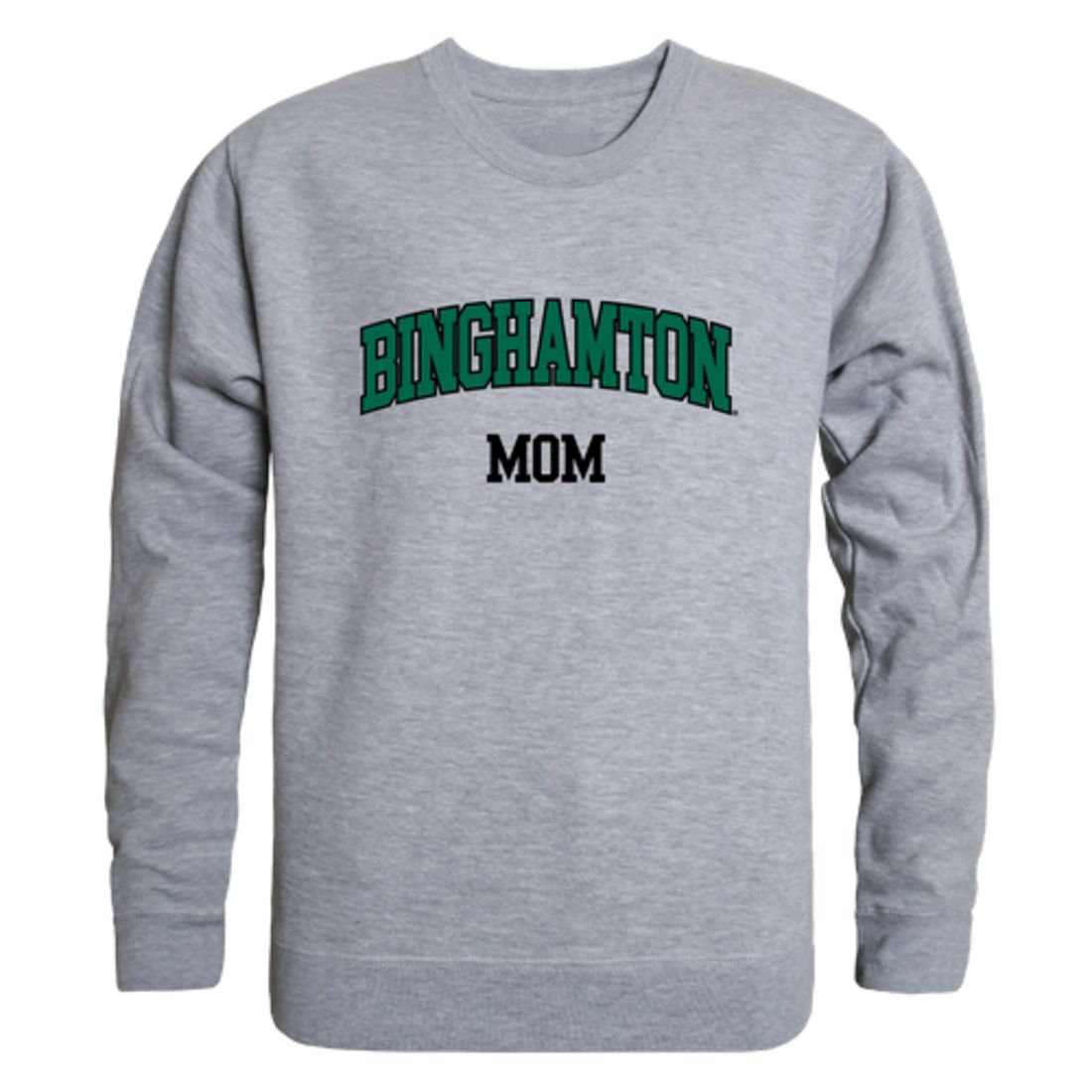 SUNY Binghamton University Bearcats Mom Fleece Crewneck Pullover Sweatshirt Heather Charcoal Small-Campus-Wardrobe
