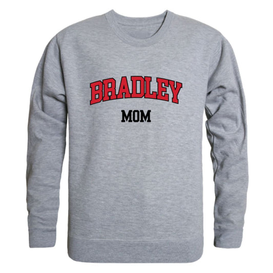 Bradley University Braves Mom Fleece Crewneck Pullover Sweatshirt Heather Grey Small-Campus-Wardrobe