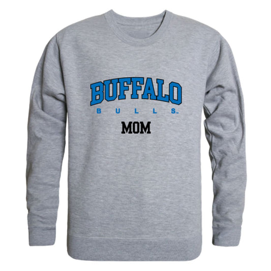 SUNY University at Buffalo Bulls Mom Fleece Crewneck Pullover Sweatshirt Heather Grey Small-Campus-Wardrobe