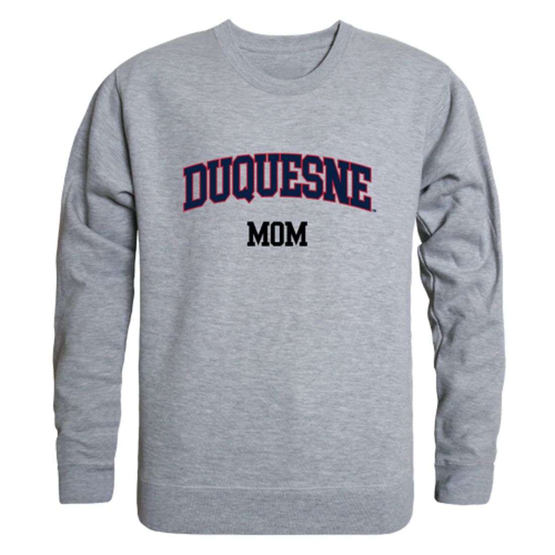 Duquesne University Dukes Mom Fleece Crewneck Pullover Sweatshirt Heather Grey Small-Campus-Wardrobe