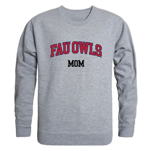 FAU Florida Atlantic University Owls Mom Fleece Crewneck Pullover Sweatshirt Heather Grey Small-Campus-Wardrobe