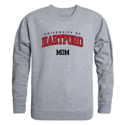 University of Hartford Hawks Mom Fleece Crewneck Pullover Sweatshirt Heather Grey Small-Campus-Wardrobe