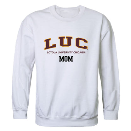 LUC Loyola University Chicago Ramblers Mom Fleece Crewneck Pullover Sweatshirt Heather Grey Small-Campus-Wardrobe
